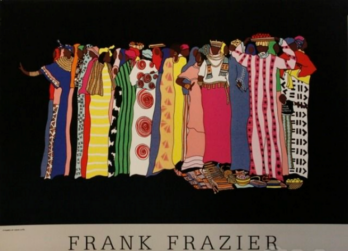 A colorful collection of patterned dresses displayed on a surface.