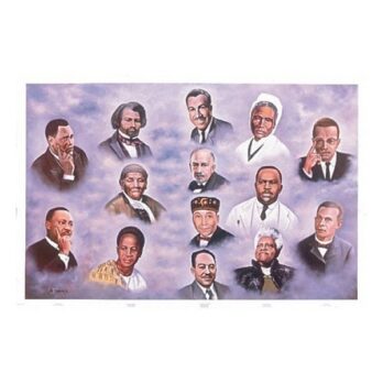 Portraits of influential African American leaders and historical figures.